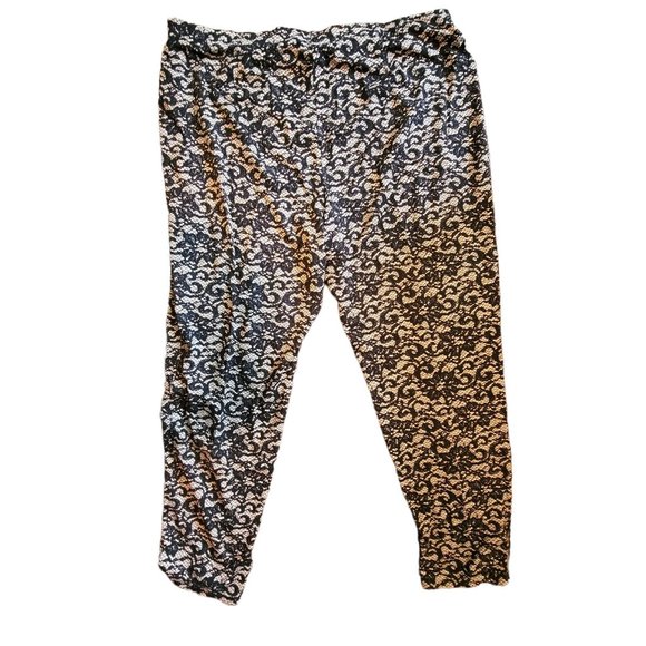 J. Jill Black and Tan Hollac Pants and Top Set Faux Lace Design Woman's 2X DH386 - Picture 2 of 7